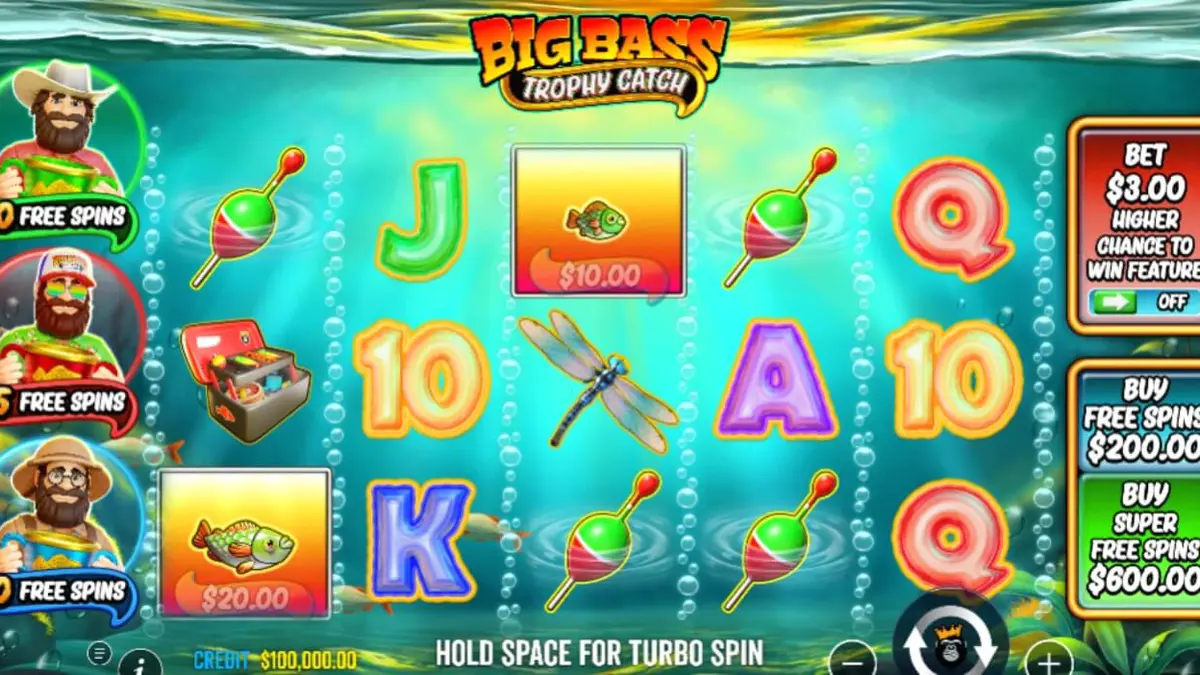 Tampilan visual slot Big Bass Trophy Catch dengan tema memancing